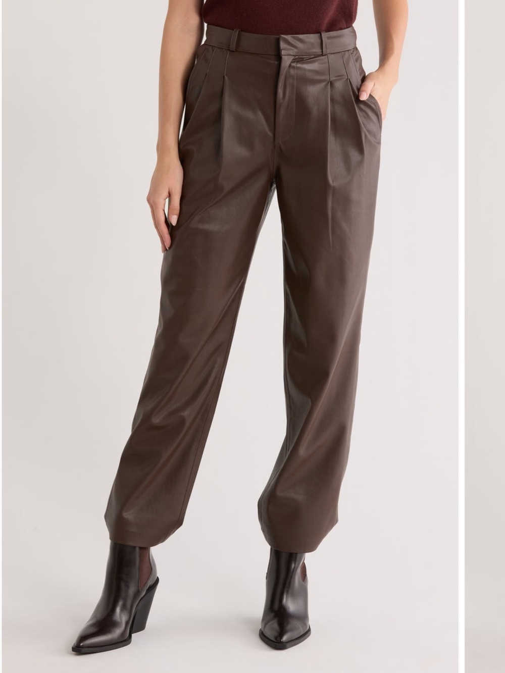 AG Pleated Front Faux Leather Pants